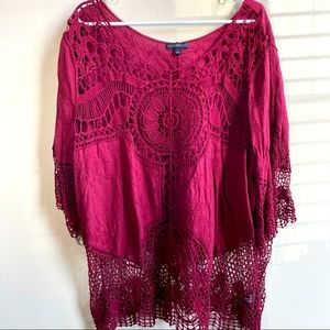Lane Bryant 22 maroon short sleeved woven top